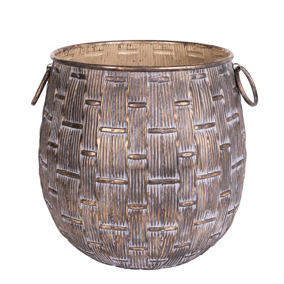 Metal Saksı, Kulplu - 34x36 cm