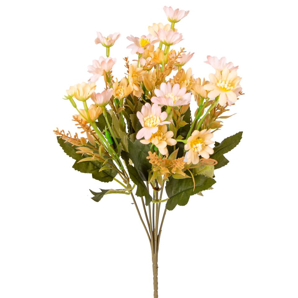 Yapay Çiçek, Papatya Demet, Sarı-Pembe - 35 cm