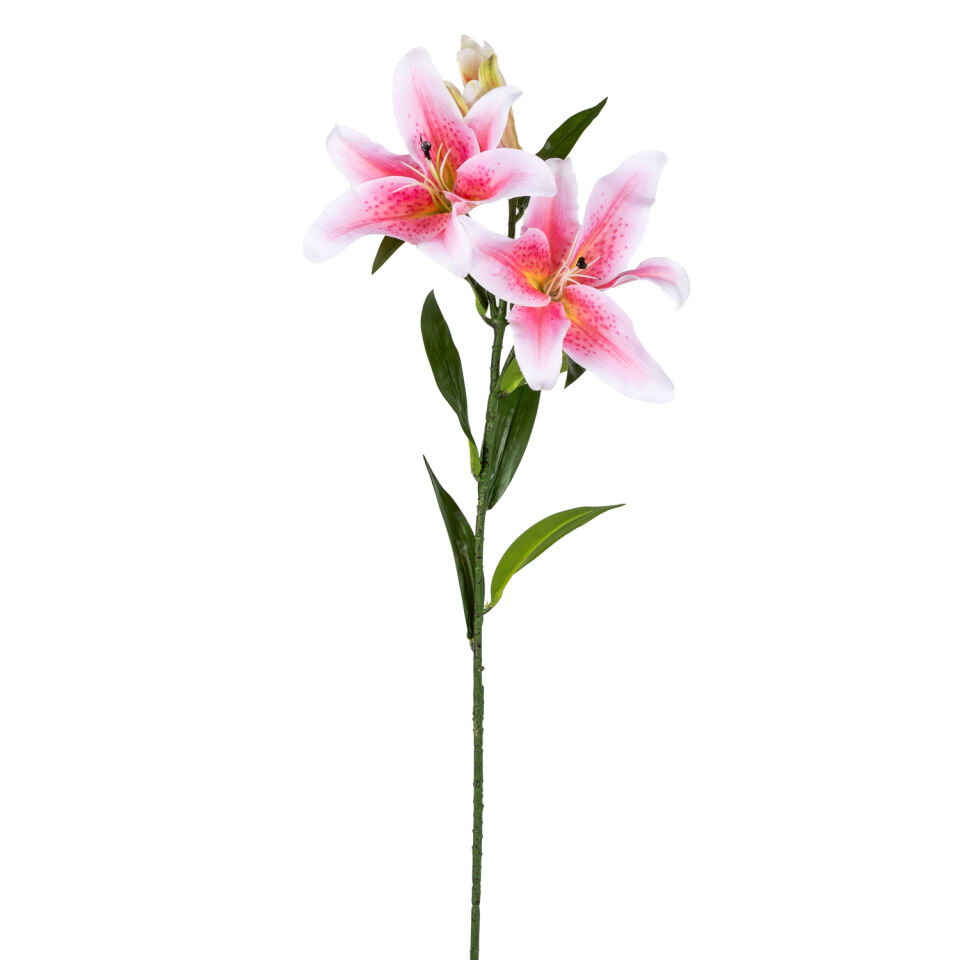 Yapay Çiçek Zambak Dalı Pembe-Beyaz 85 Cm.
