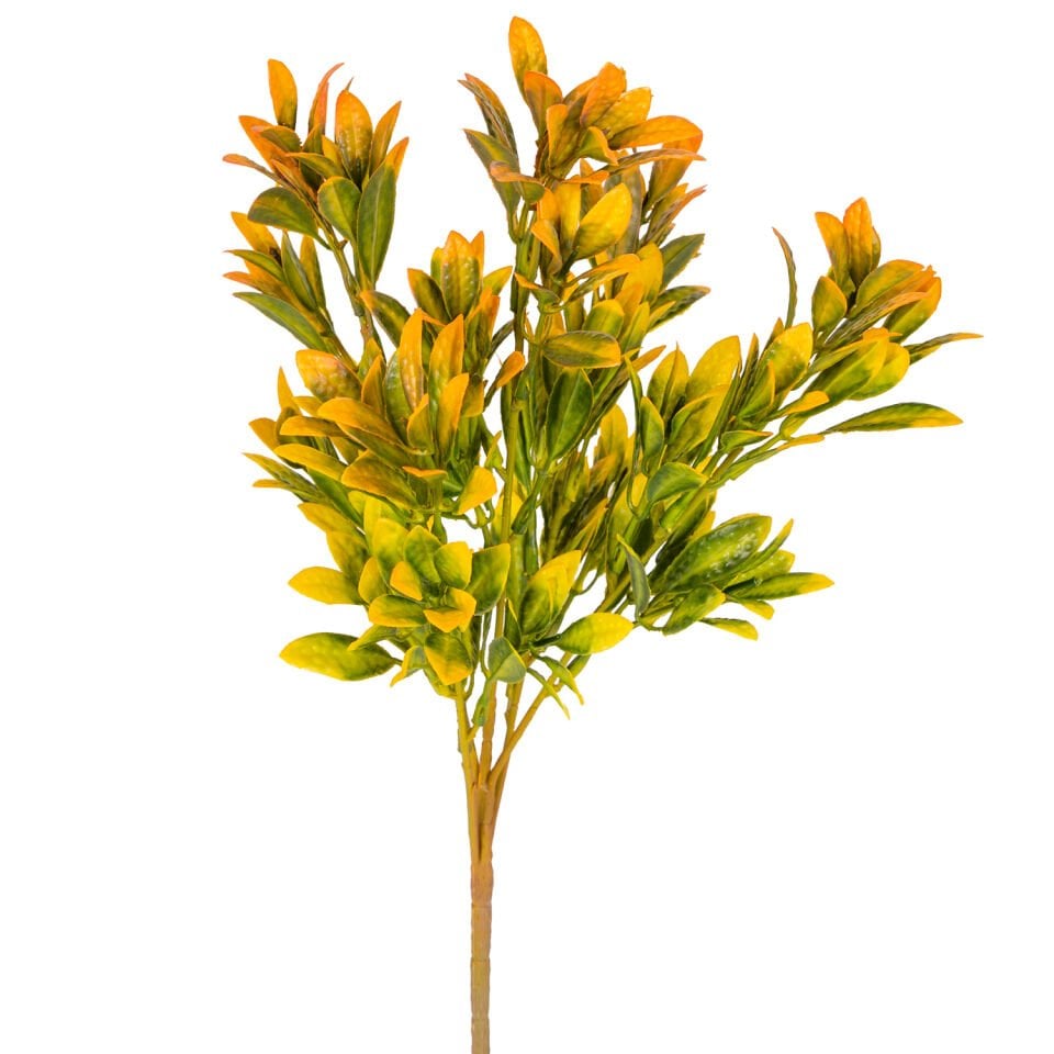 Yapay Bitki Demeti, Şimşir, Turuncu-Yeşil - 40 cm