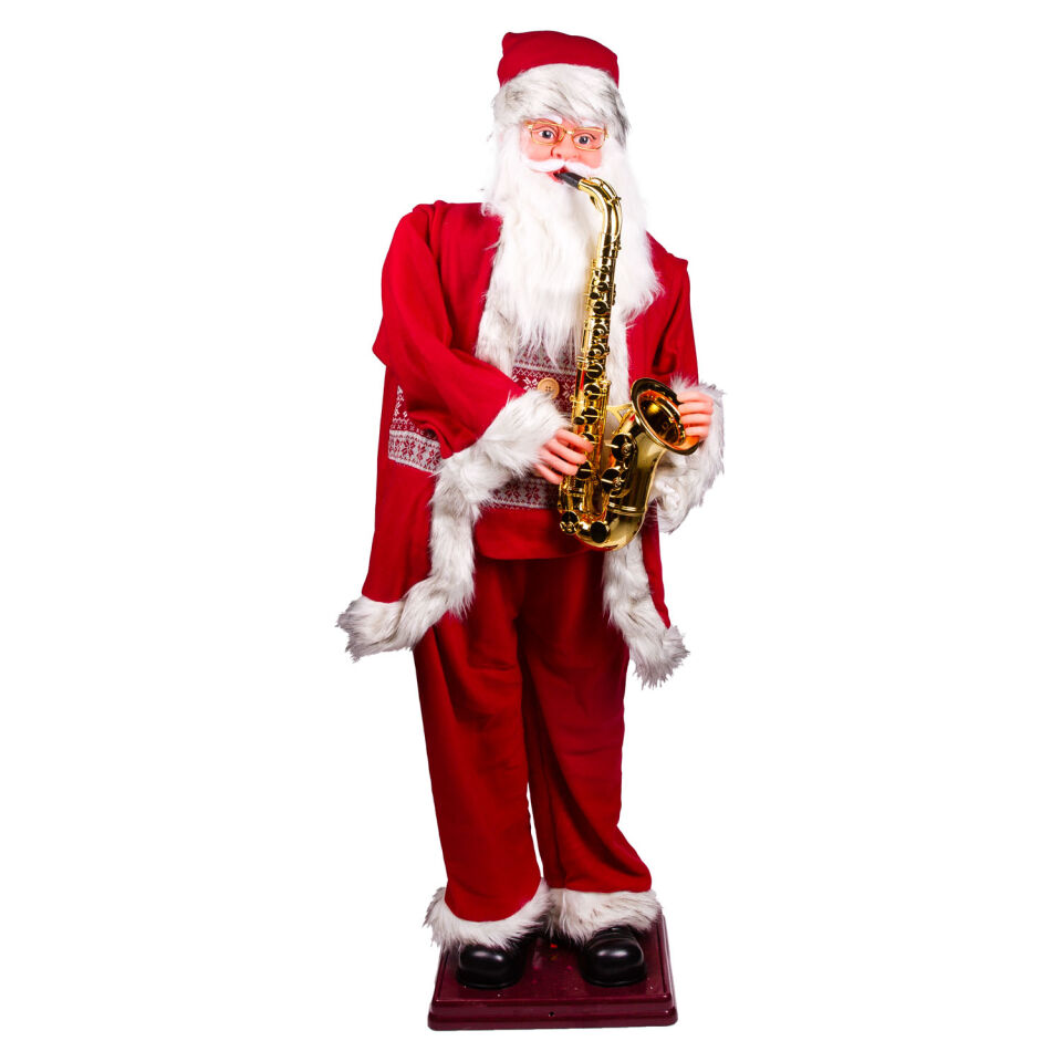 Yılbaşı Noel Baba, Büyük Boy, Saksafonlu - Hareketli, Müzikli, 180 cm
