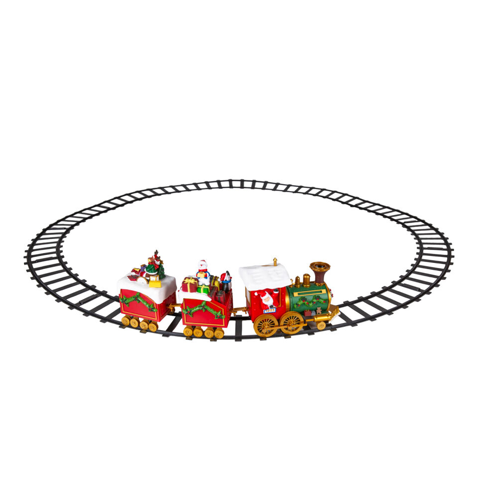 Yılbaşı Süsü, Tren - Hareketli, Müzikli, Işıklı, 50 cm, (Tren Yolu 136 cm Çapında)