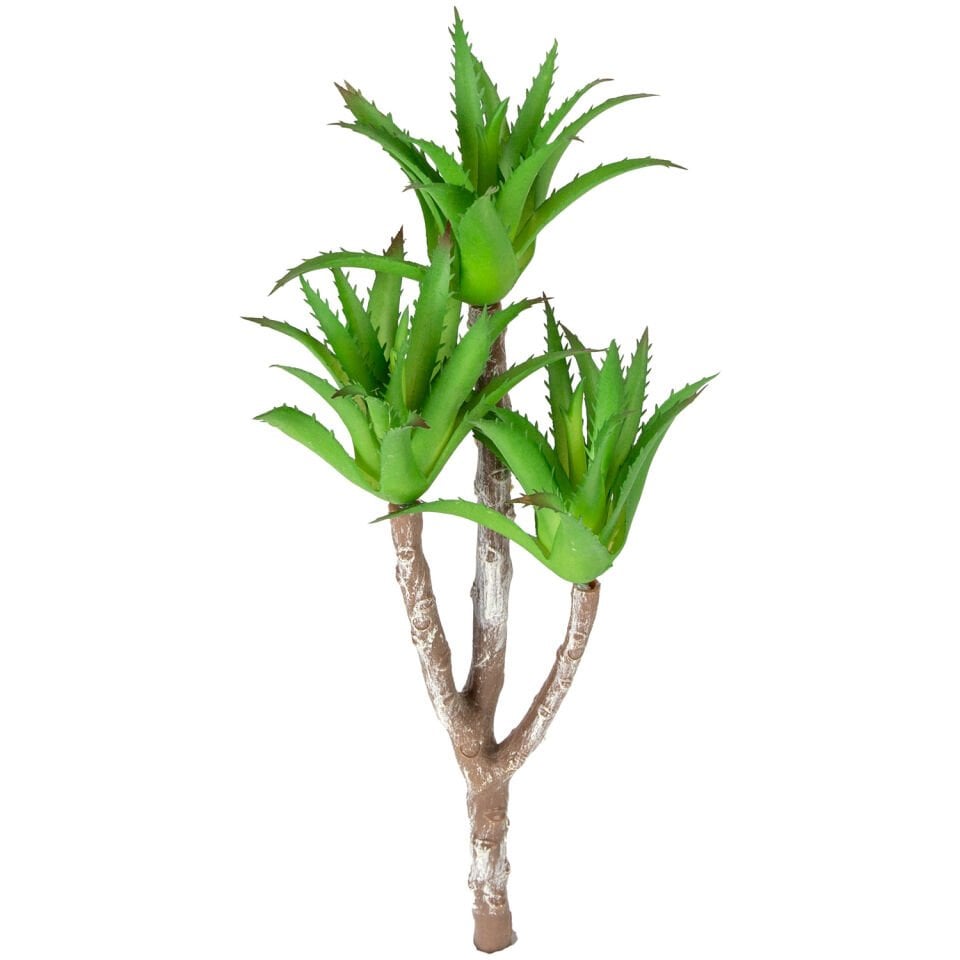 Yapay Sukulent Dal, Yeşil - 3 Agave'li, 38 cm