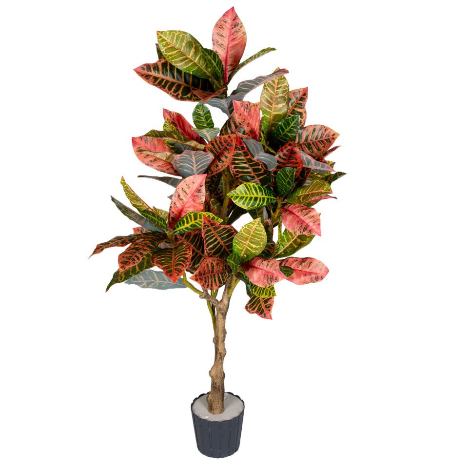 Yapay Croton Ağacı Gerçek Dokulu Kızıl-Yeşil 117 Cm.