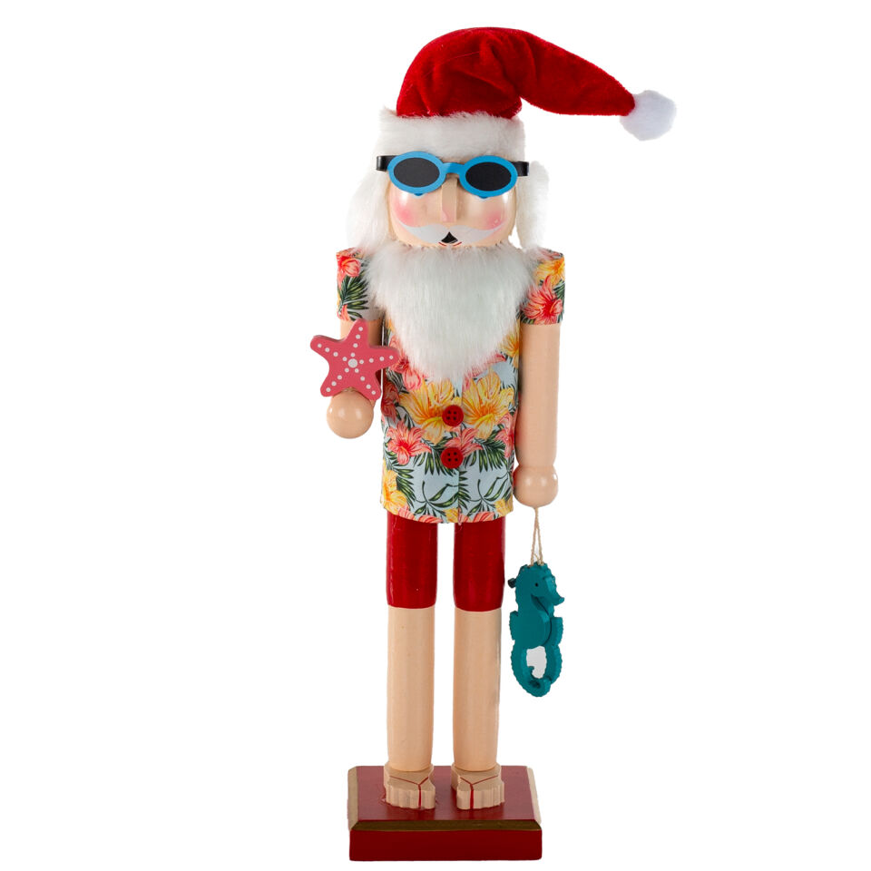 Yılbaşı Süsü Kurşun Asker Fındıkkıran Gömlekli Noel Şapkalı Kırmızı-Sarı 38 Cm.
