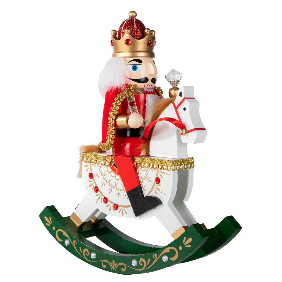 Yılbaşı Süsü Kurşun Asker Sallanan At Kırmızı-Beyaz-Yeşil 30 Cm.