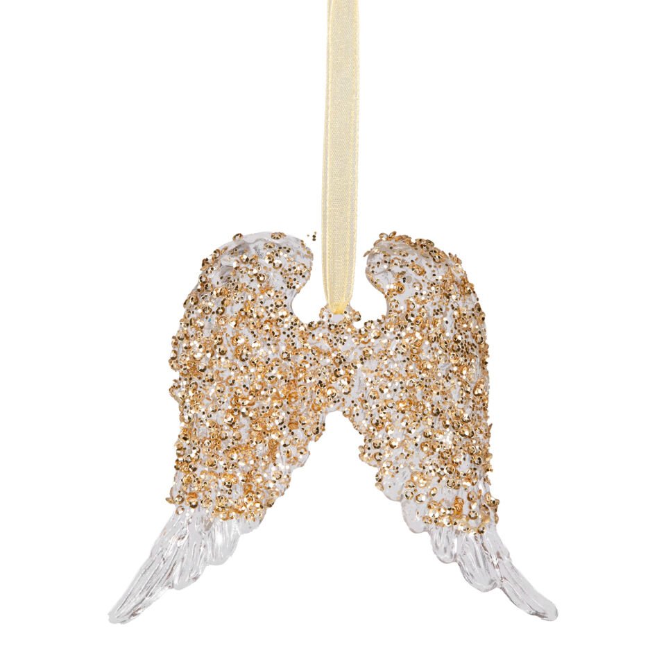Yılbaşı Ağaç Süsü, Melek Kanadı, Gold - 8x10 cm
