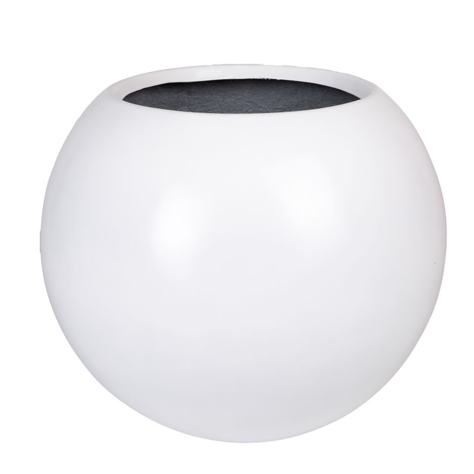 Fiber Saksı, Küre, Büyük, Beyaz - 40x50 cm