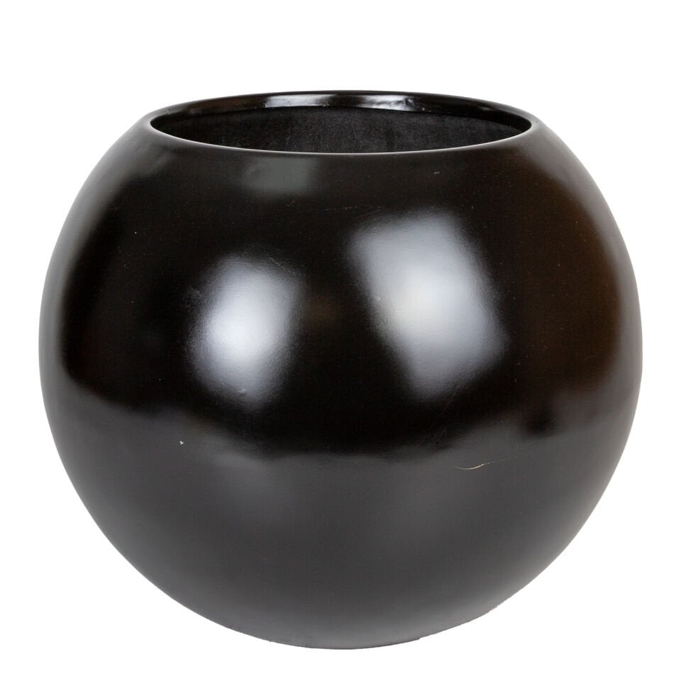 Fiber Saksı, Küre, Büyük, Siyah - 40x50 cm