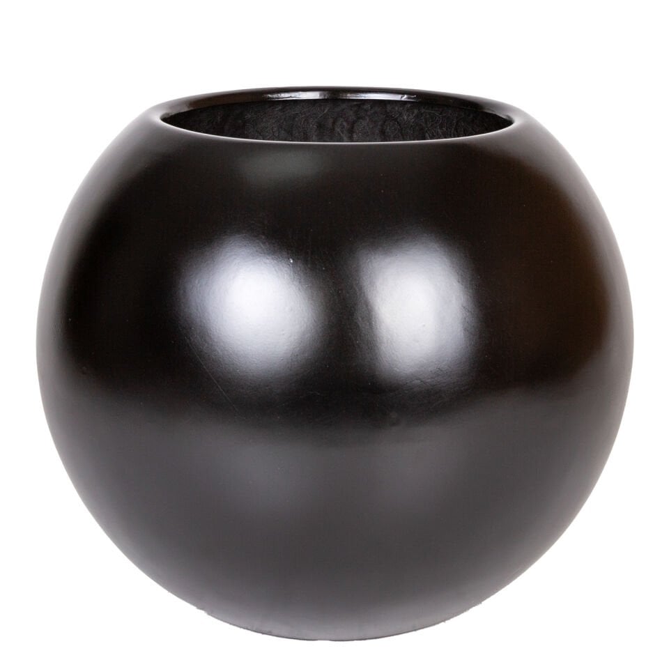 Fiber Saksı, Küre, Küçük, Siyah - 35x35 cm