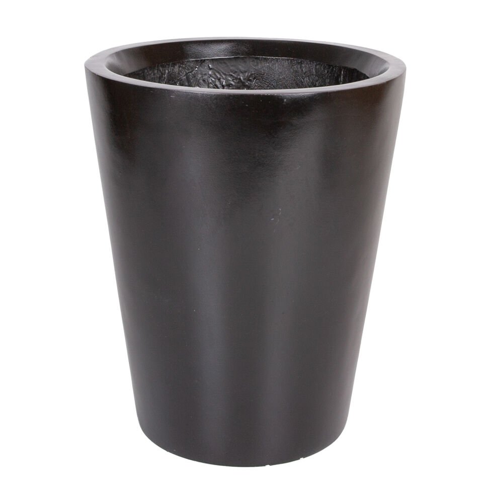 Fiber Saksı, Düz Konik, Küçük, Siyah - 45x37,5 cm