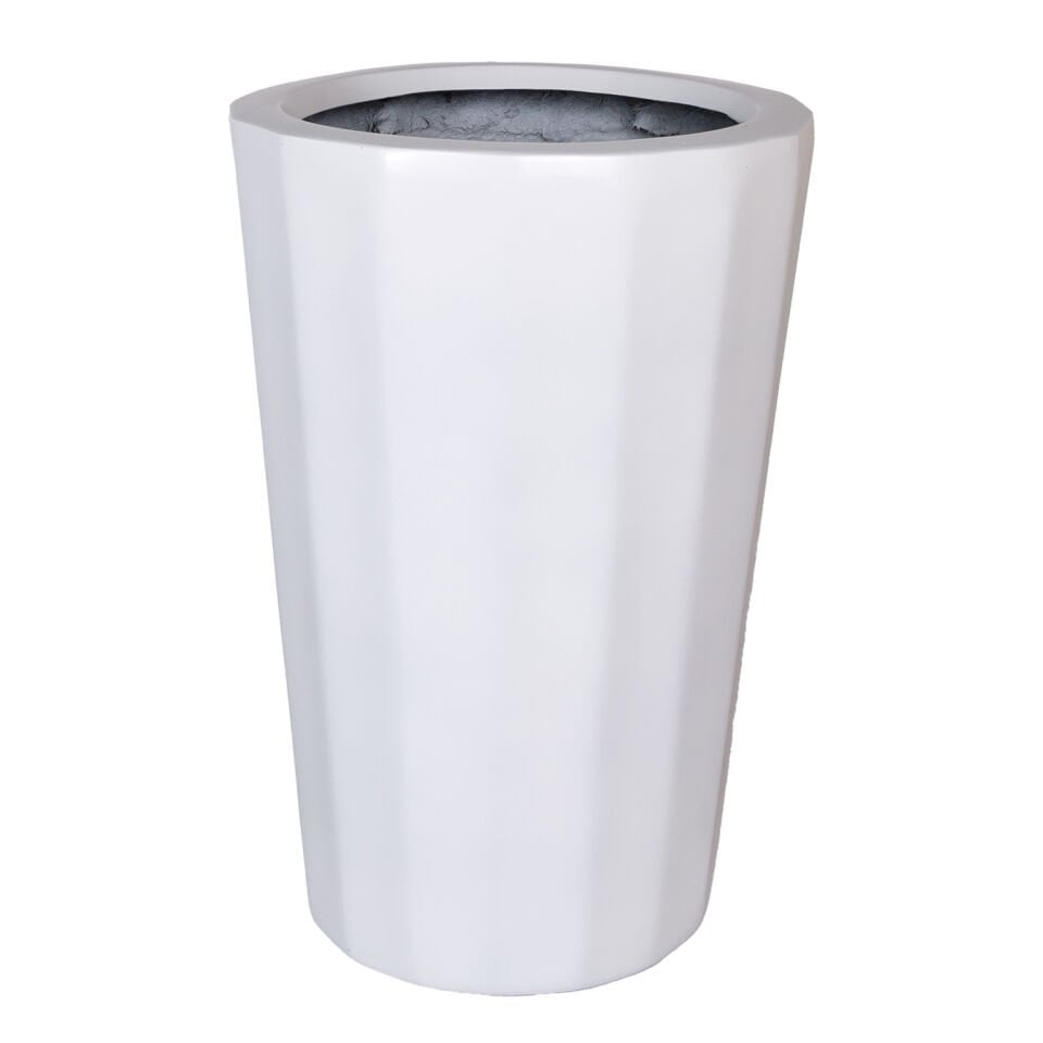 Fiber Saksı, Köşeli Konik, Büyük, Beyaz - 51x35 cm