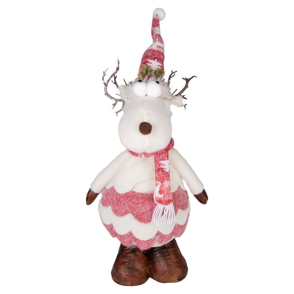 Yılbaşı Süsü, Geyik Figürü, Kırmızı-Beyaz - 22x68 cm