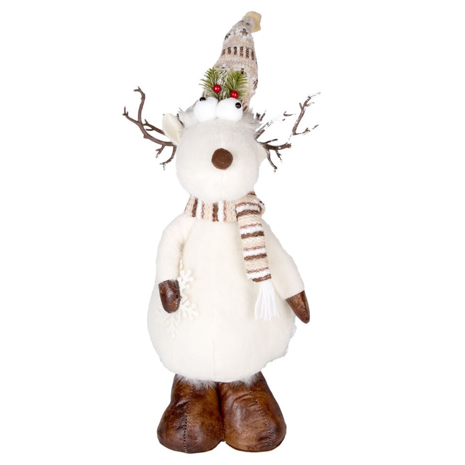 Yılbaşı Süsü, Geyik Figürü, Beyaz - 22x68 cm