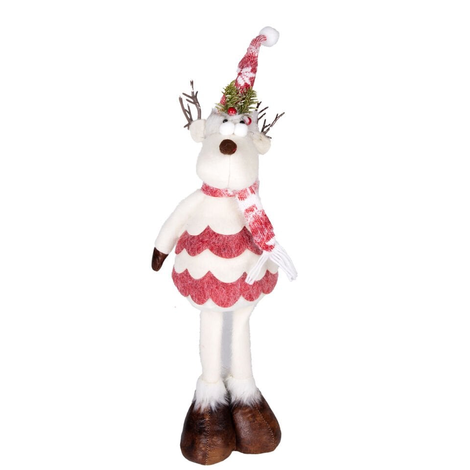 Yılbaşı Süsü, Geyik Figürü, Kırmızı-Beyaz - 18x60 cm