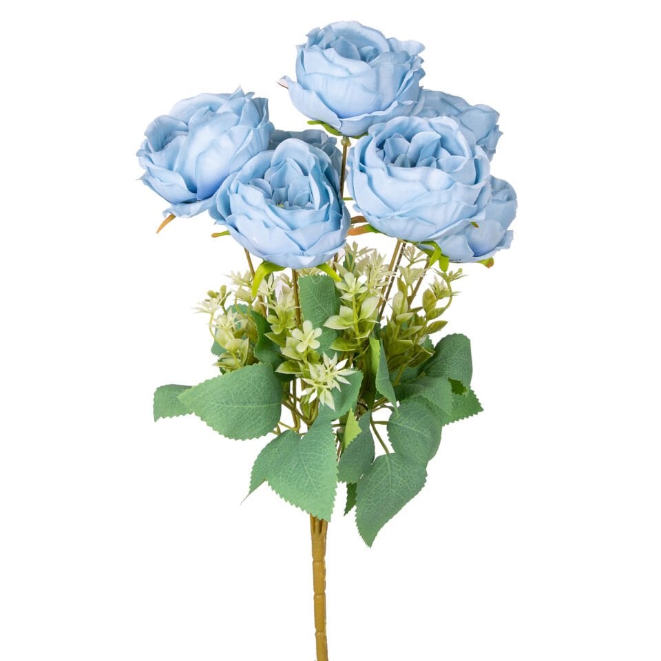 Yapay Çiçek, Şakayık Buket, Mavi - 7 Dal, 41 cm
