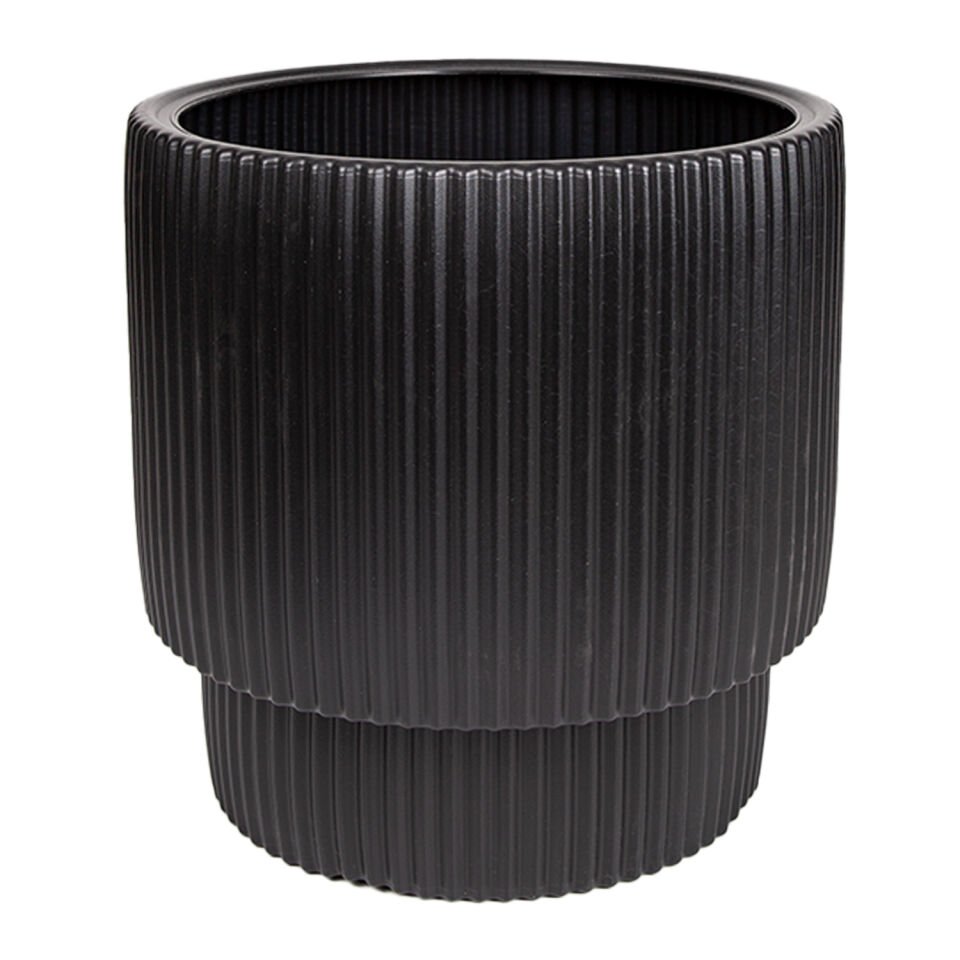 Saksı, Yuvarlak, Siyah - 37x36 cm