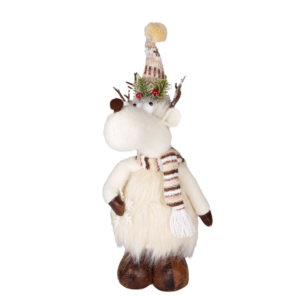 Yılbaşı Süsü, Geyik Figürü, Beyaz - 18x49 cm