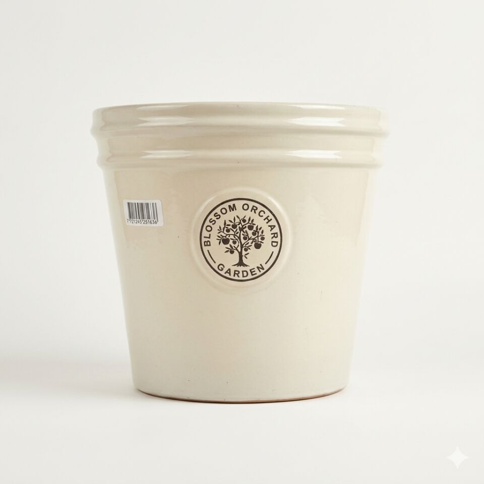 Toprak Saksı Boyalı 14 Lt. Krem 28x25 Cm.