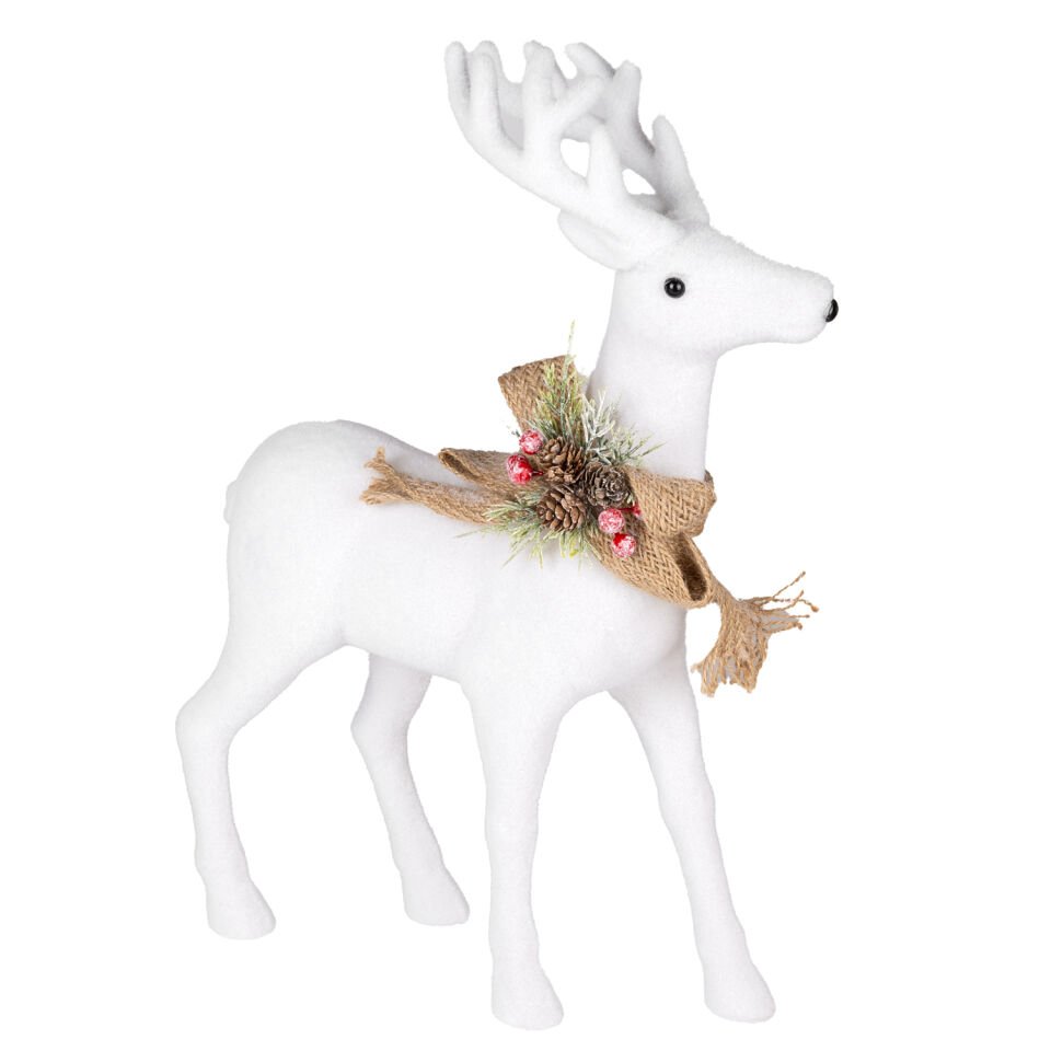 Yılbaşı Süsü, Geyik, Beyaz - 37x46 cm