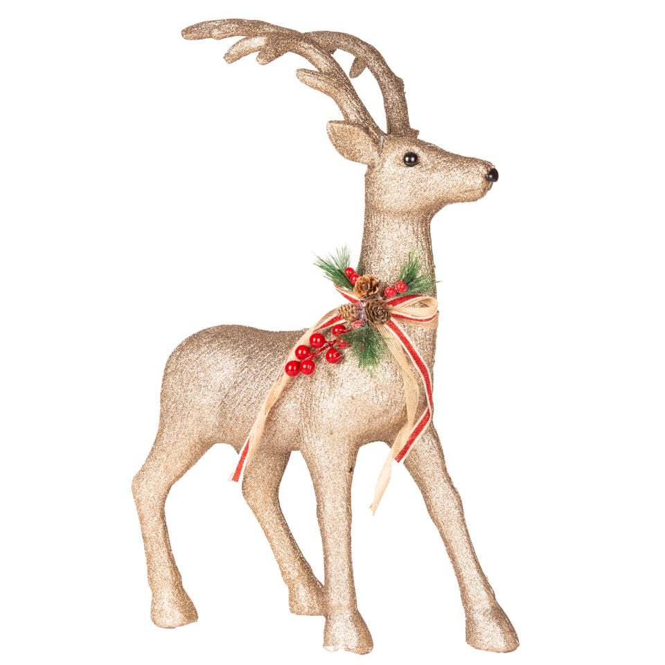 Yılbaşı Süsü, Geyik, Gold - 61x43 cm