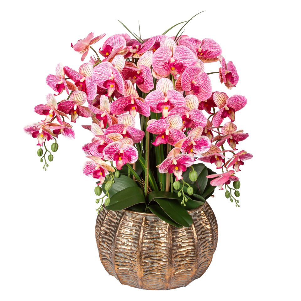 Metal Saksıda Orkide Aranjmanı Pembe 50x70 Cm.