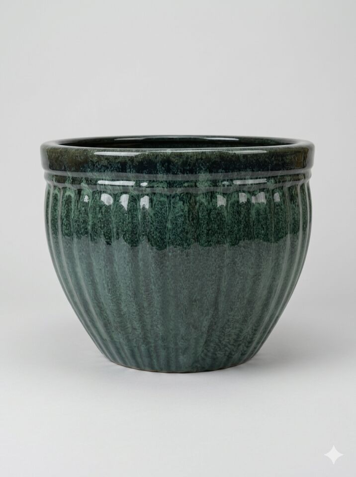 Toprak Saksı Boyalı  14 Lt. Yeşil 29x24 cm.