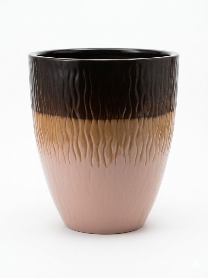 Toprak Saksı Boyalı 33 Lt. Krem/Kahve 33x38 Cm.