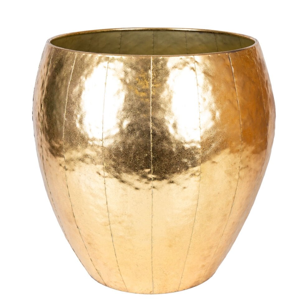 Metal Saksı, Parçalı Desenli, Gold - 50x55 cm