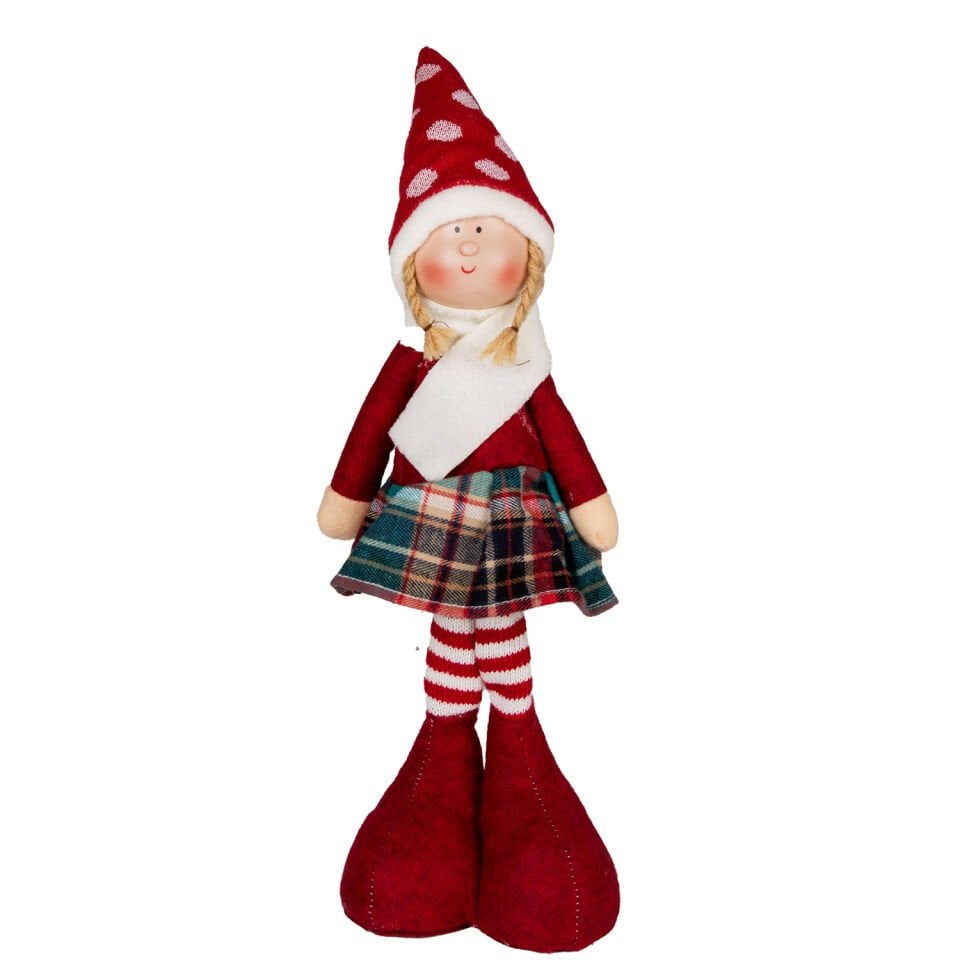 Yılbaşı Süsü, Ayakta Peri Figürü, Kırmızı-Beyaz - 17x44 cm