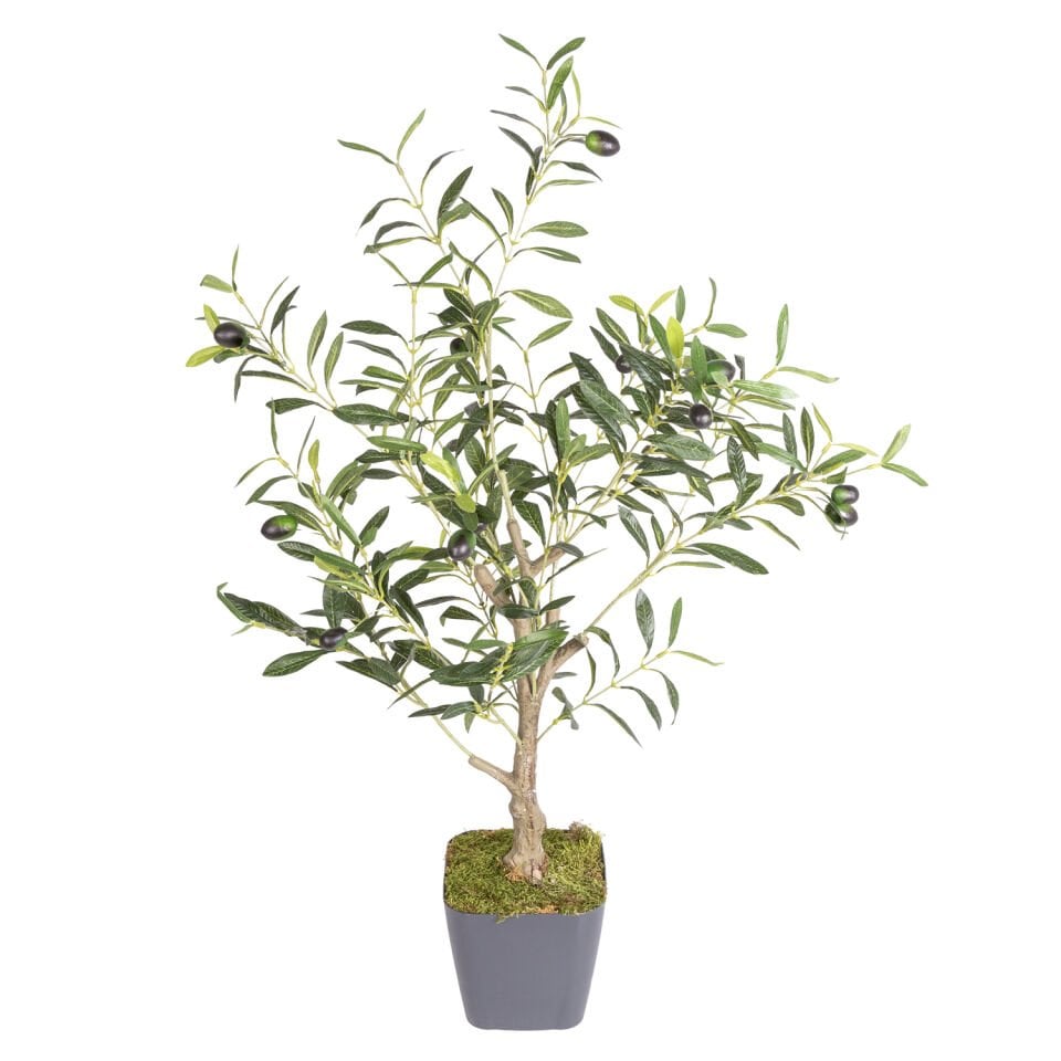 Saksıda Yapay Zeytin Ağacı, Yeşil - 306 Yaprak, 80 cm