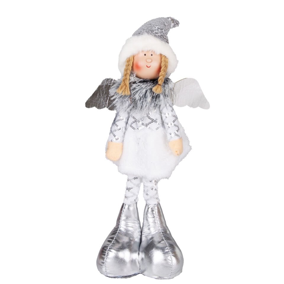 Yılbaşı Süsü, Ayakta Kanatlı Peri Figürü, Gümüş - 17x44 cm