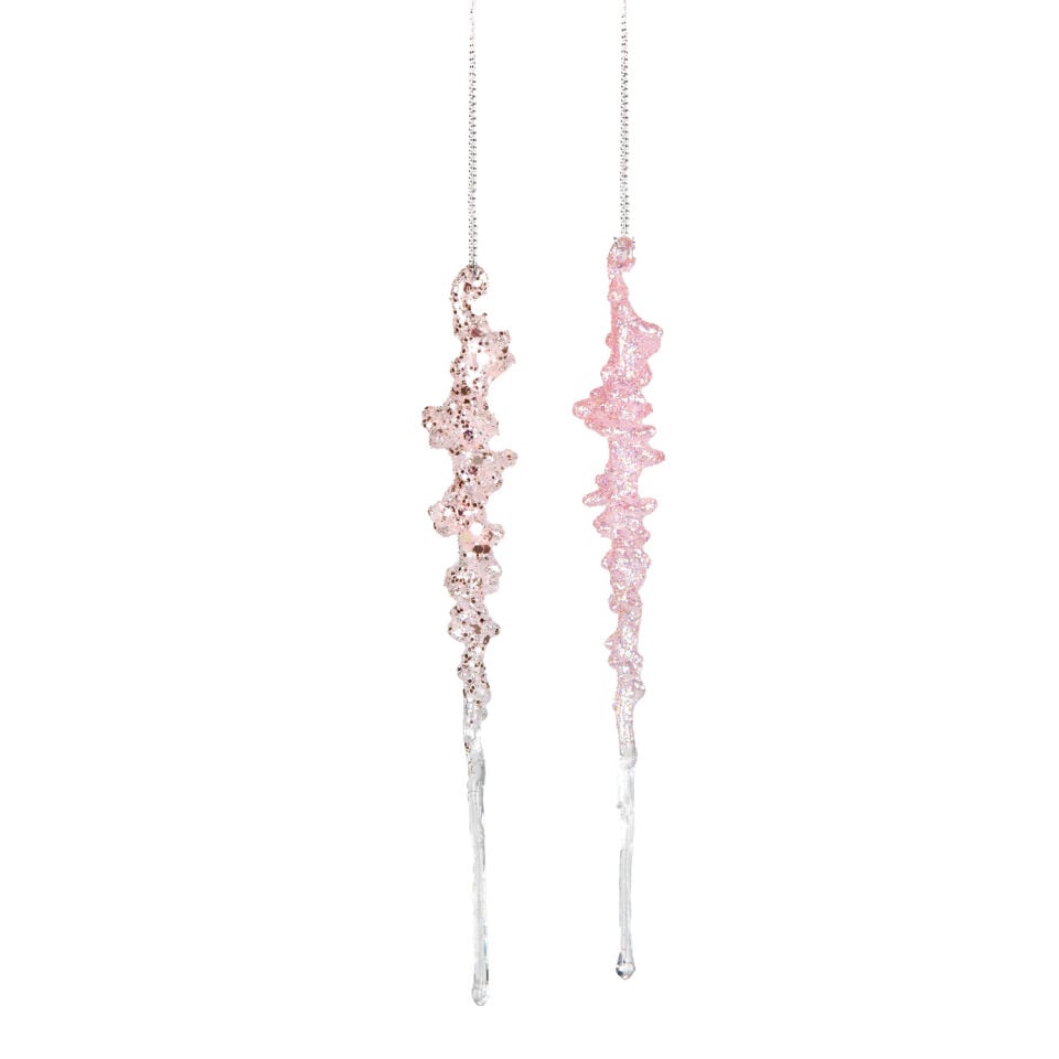 Yılbaşı Süsü Buz Sarkıt Simli 2'li Paket Pembe 17 Cm.