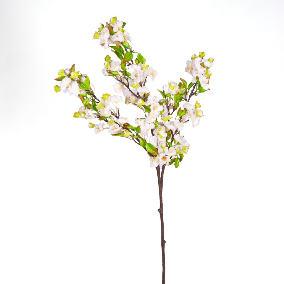 Yapay Çiçek, Bahar Dalı, Beyaz - 114 cm