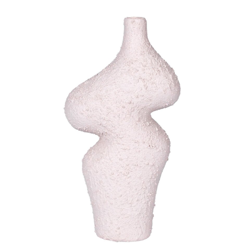 Dekoratif Seramik Vazo Whitney Kumlu Krem 15x29 Cm.