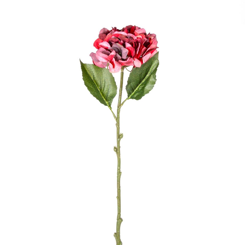 Yapay Çiçek, Ortanca, Tek Dal, Küçük Boy, Kırmızı - 60 cm