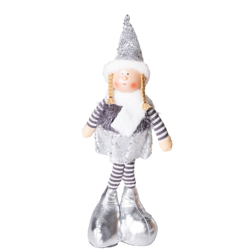 Yılbaşı Süsü, Ayakta Peri Figürü, Gri - Tütü Etekli, 17x44 cm