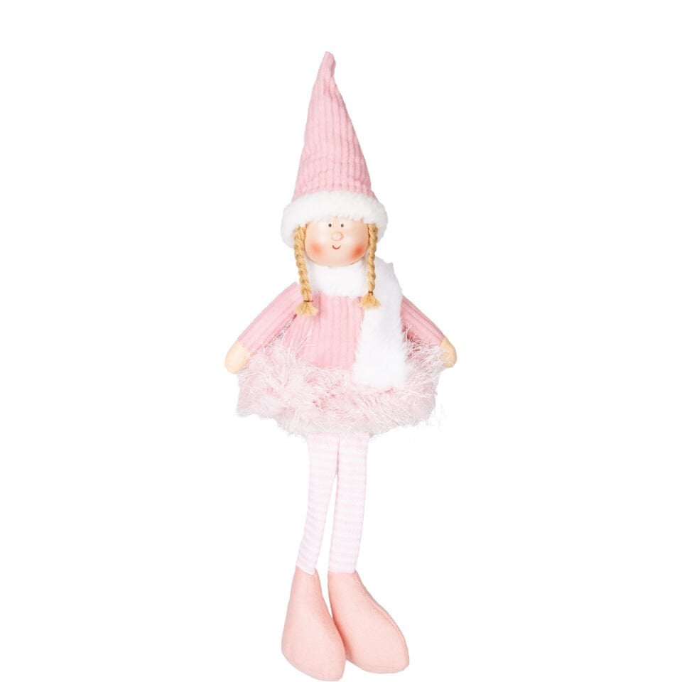 Yılbaşı Süsü, Oturan Peri Figürü, Pembe - Tütü Etekli, 17x53 cm