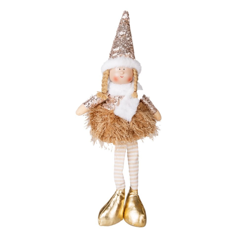 Yılbaşı Süsü, Oturan Peri Figürü, Gold - 17x53 cm