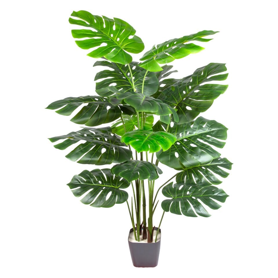 Yapay Monstera - Deve Tabanı Ağacı, Gerçek Dokulu - 15 Yaprak, 145 cm