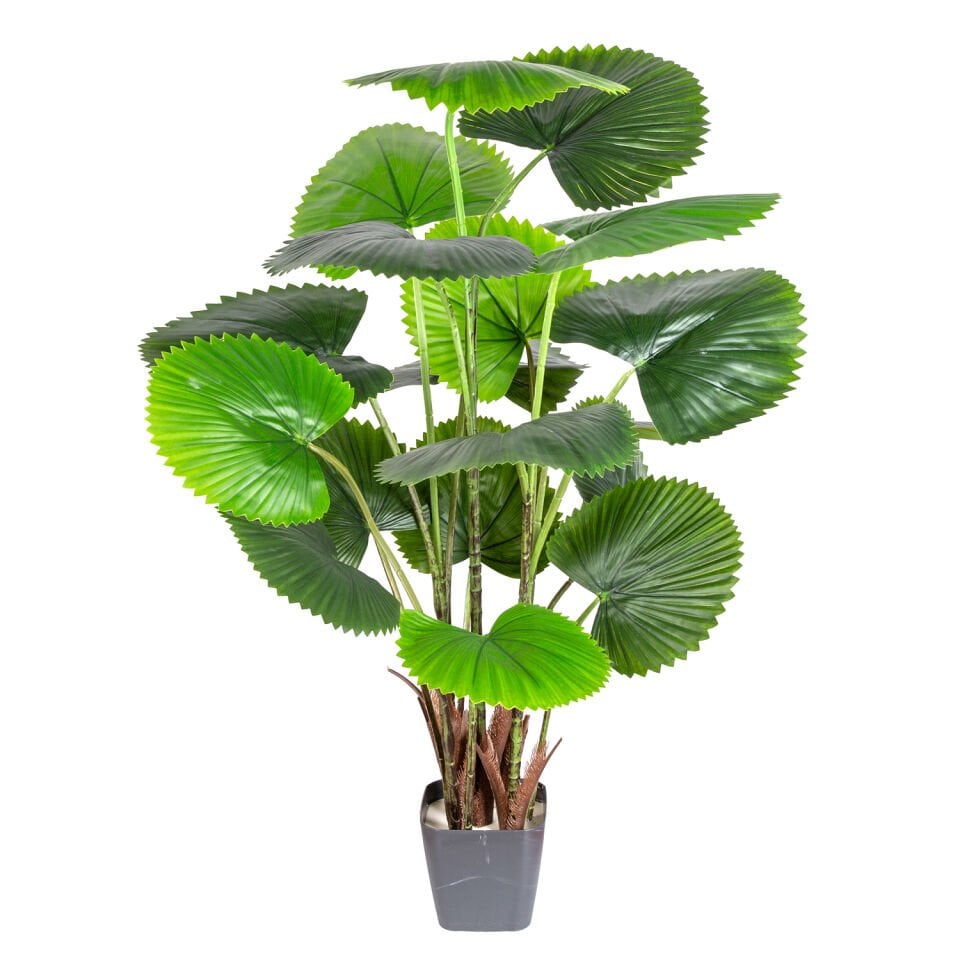Yapay Yelpaze Yaprak Palmiye Ağacı, Gerçek Dokulu - 18 Yaprak, 120 cm