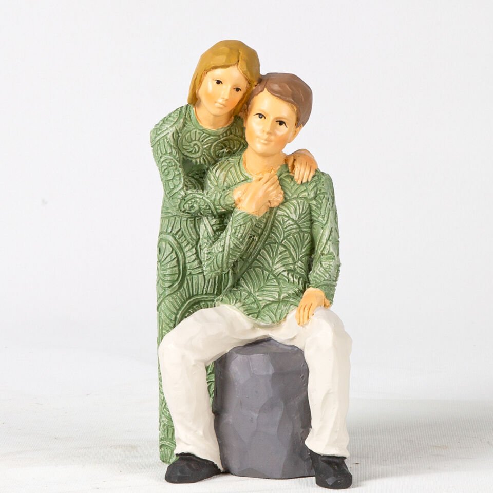 Biblo, Sevgili Çift, Yeşil-Gri - 10x23x13 cm