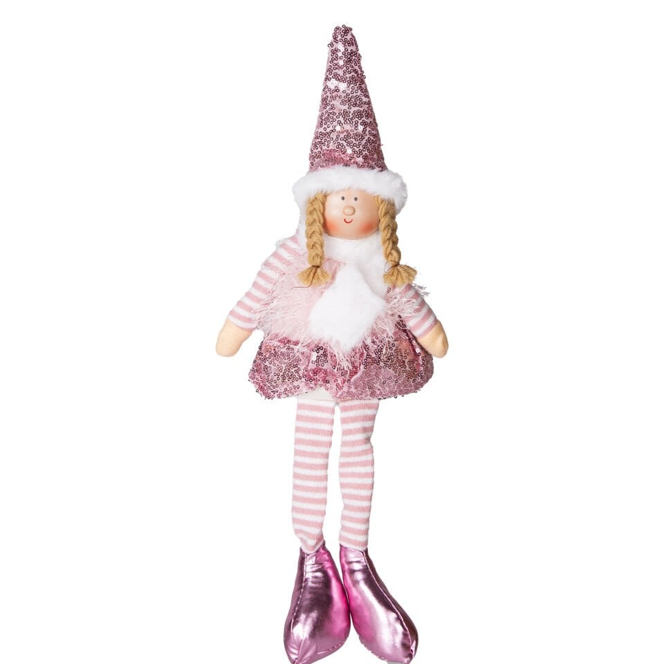 Yılbaşı Süsü, Oturan Peri Figürü, Pembe - 17x53 cm