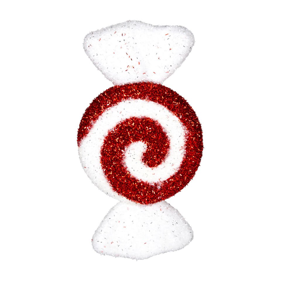 Yılbaşı Ağaç Süsü, Şeker Figür, Kırmızı-Beyaz - 18x34 cm