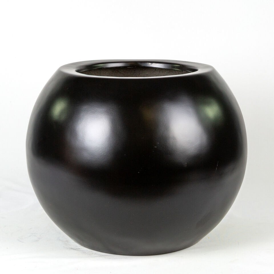 Saksı, Küre, Siyah - 42x37 cm