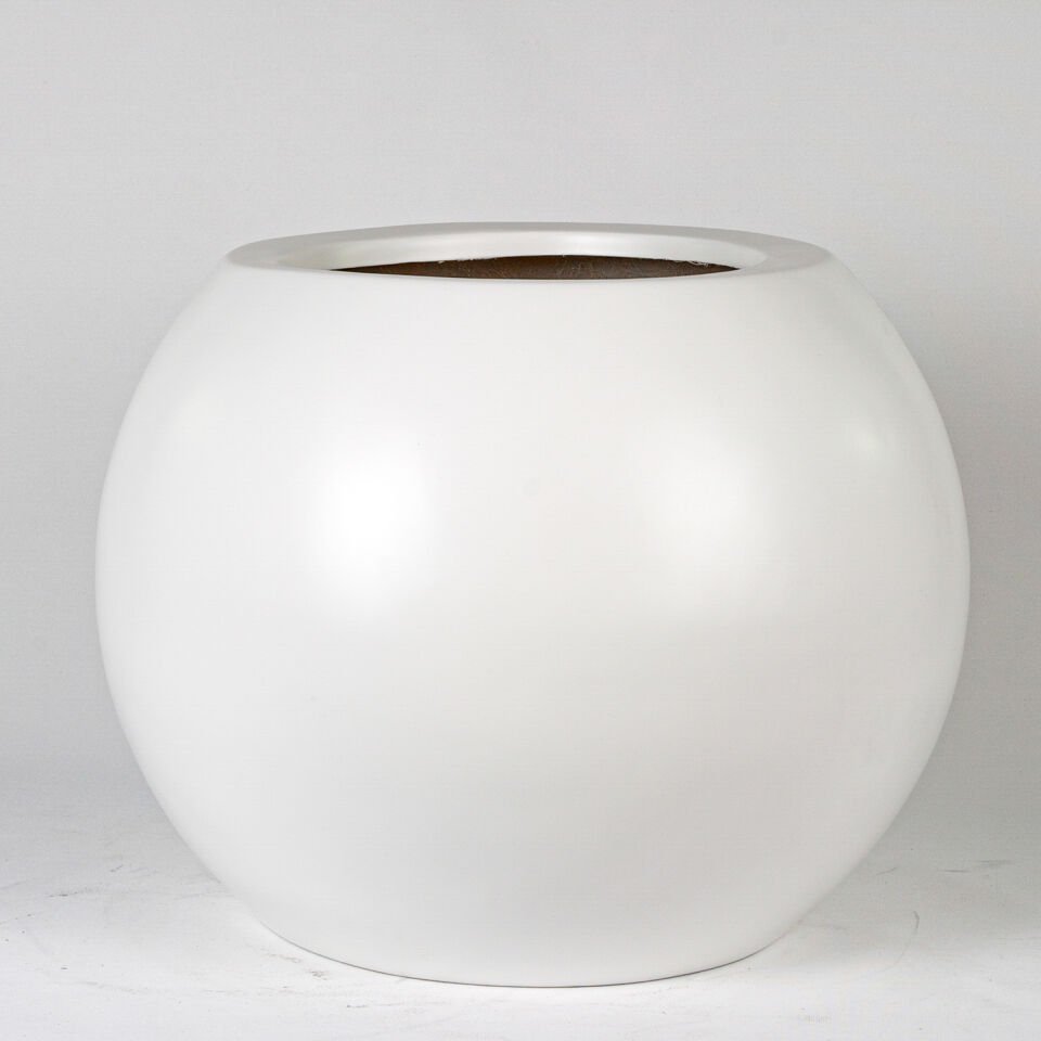 Saksı, Küre, Beyaz - 36x35 cm