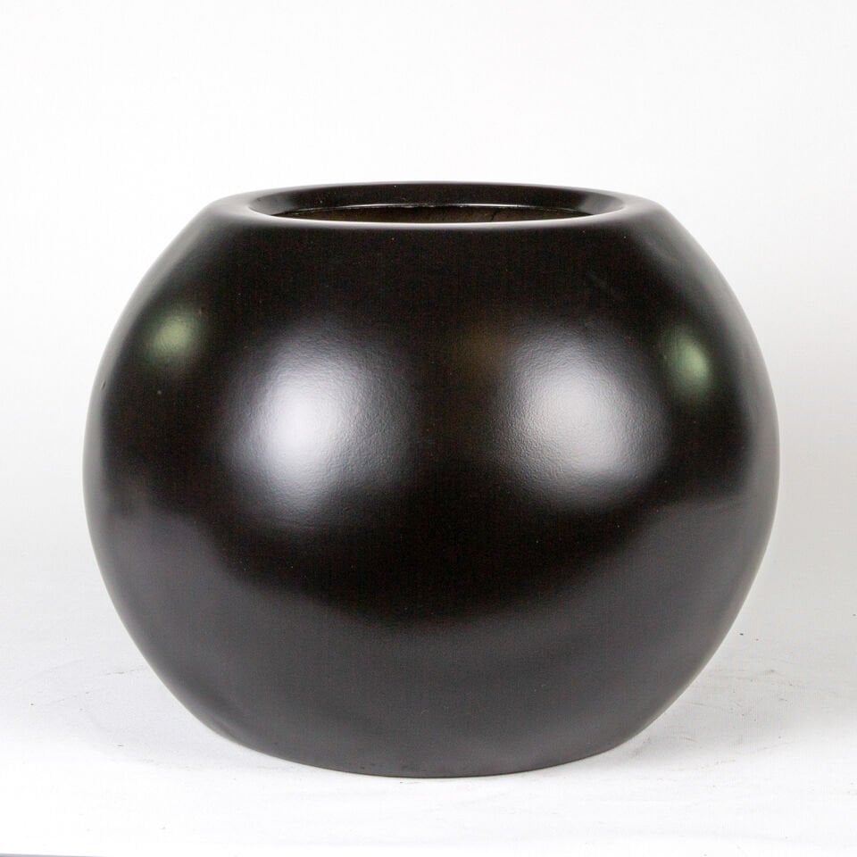 Saksı, Küre, Siyah - 36x35 cm
