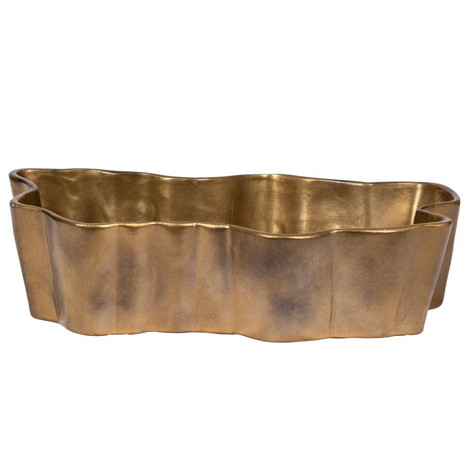Dekoratif Polyester  Kase Meyvelik Eskitme Gold 42x11 Cm.