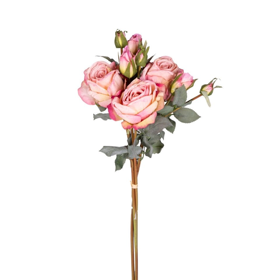 Yapay Çiçek, Gül Demeti, 3 Dallı, Açık Pembe - 60 cm