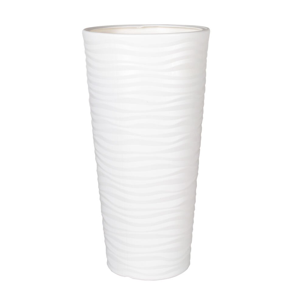 Plastik Saksı, Konik, Beyaz, Büyük - 80x36 cm